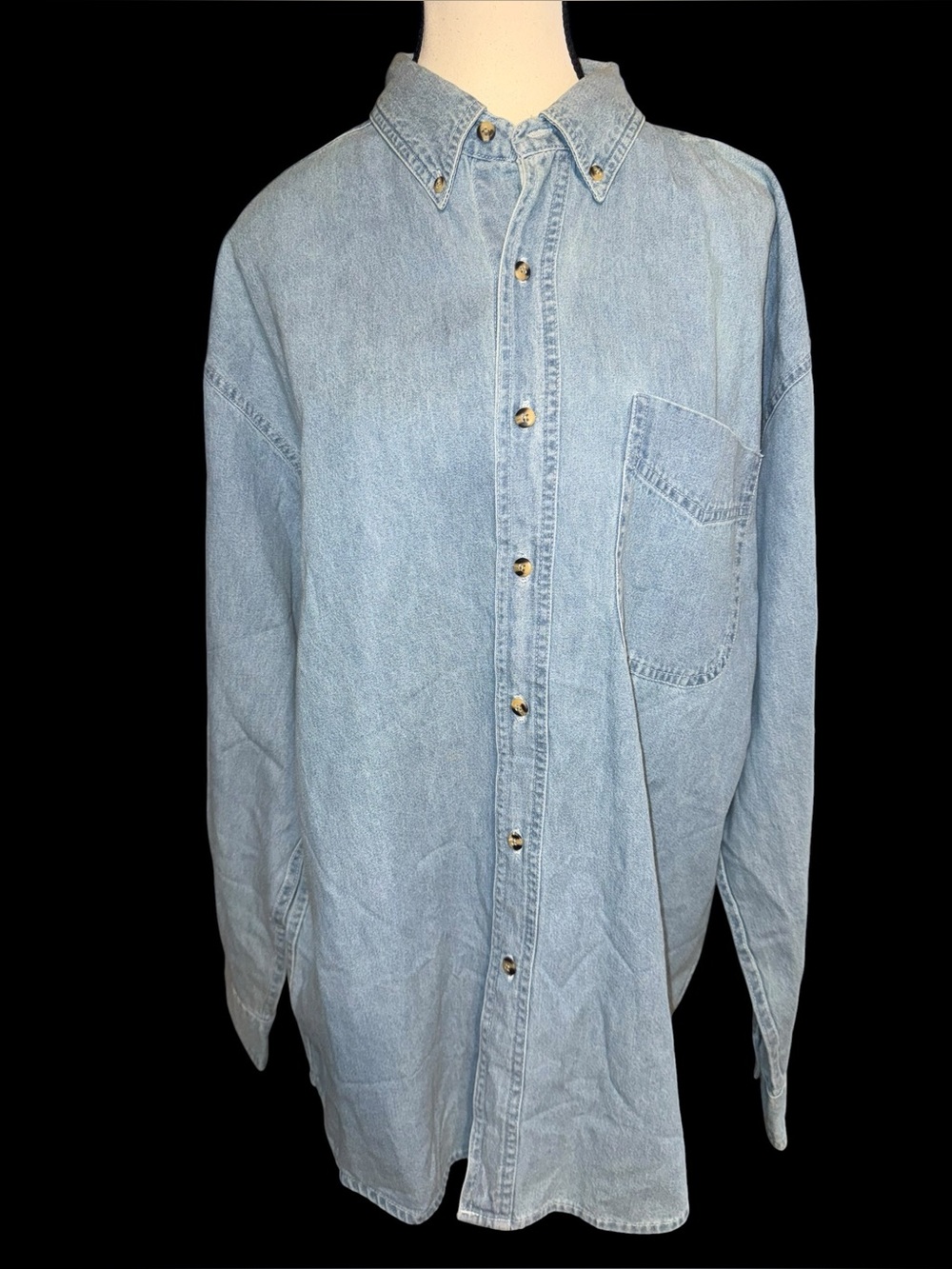 Vintage Polar Graphics Jody Bergsma Eagle Spirit Denim Shirt NWT Light Wash USA